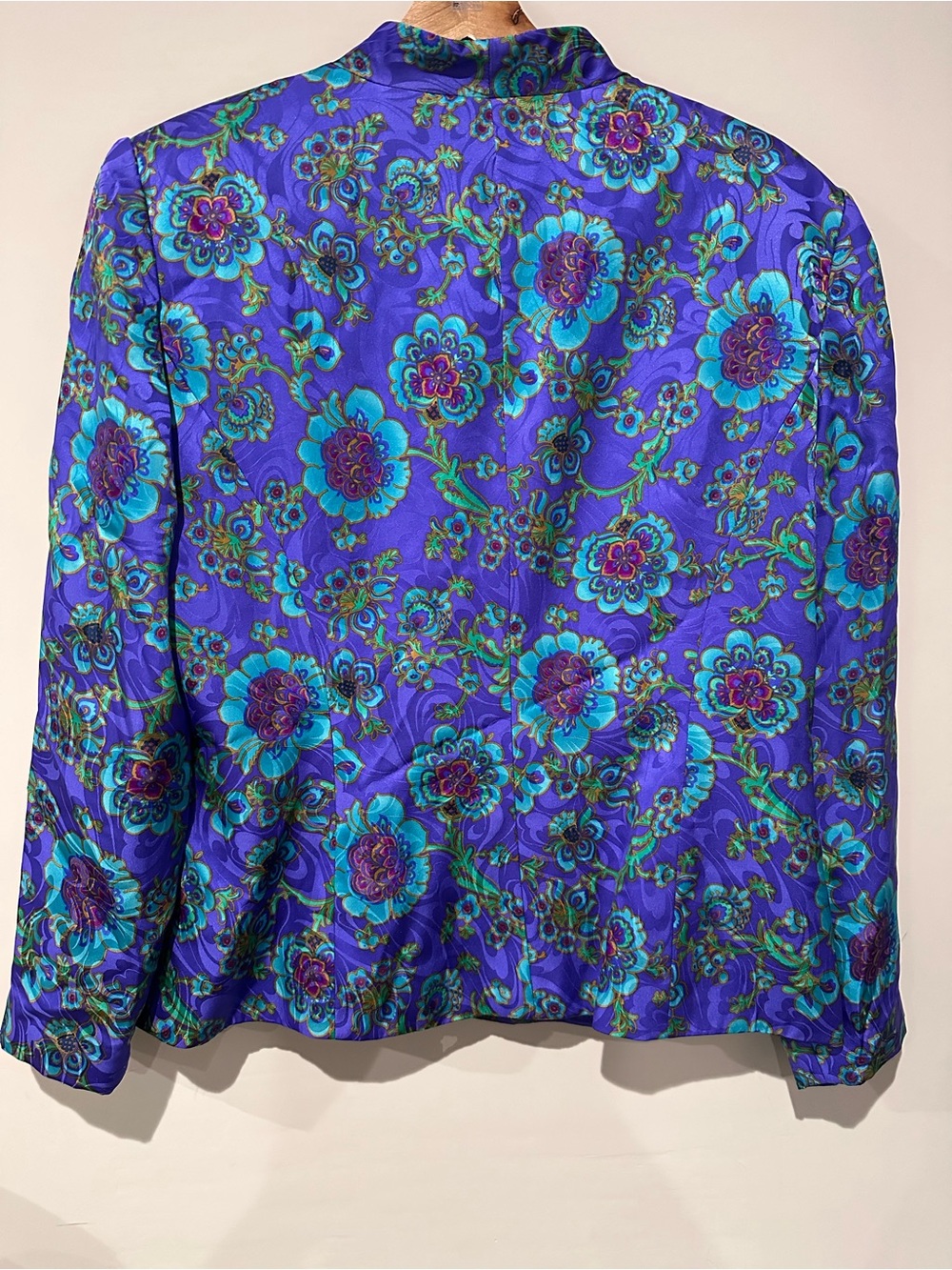 Adrianna Papell Blue and Purple Floral Brocade Jacket - Picture 4 of 6